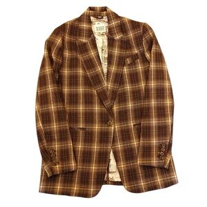 NWT Scotch & Soda Brown Plaid Blazer Old Money Women's Size Small Retail $228